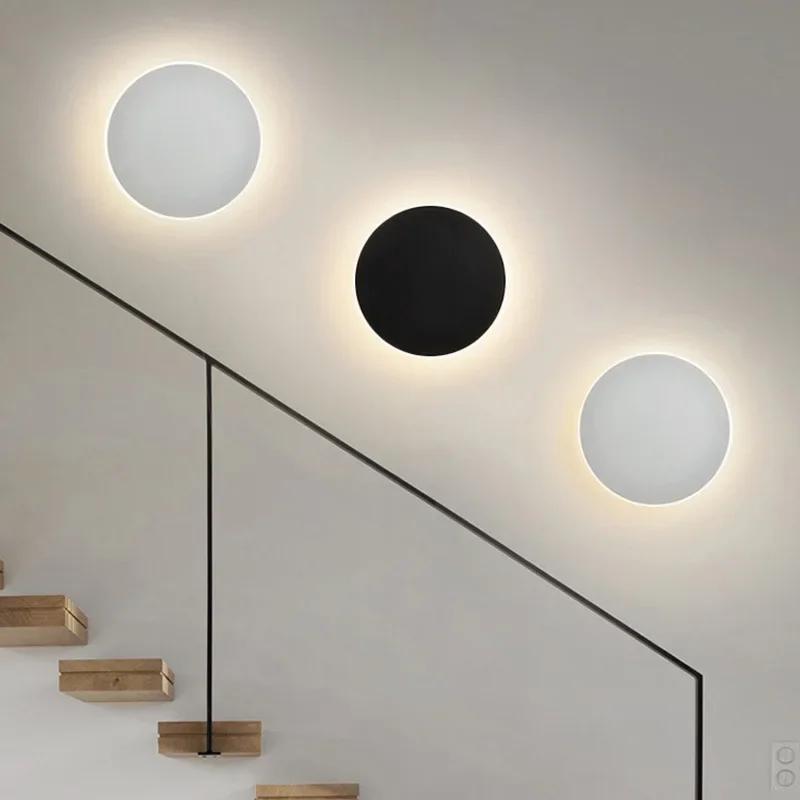 Modern minimalist wall lamp circular LED wall lamp Nordic living room background wall corridor bedroom bedside lighting fixture