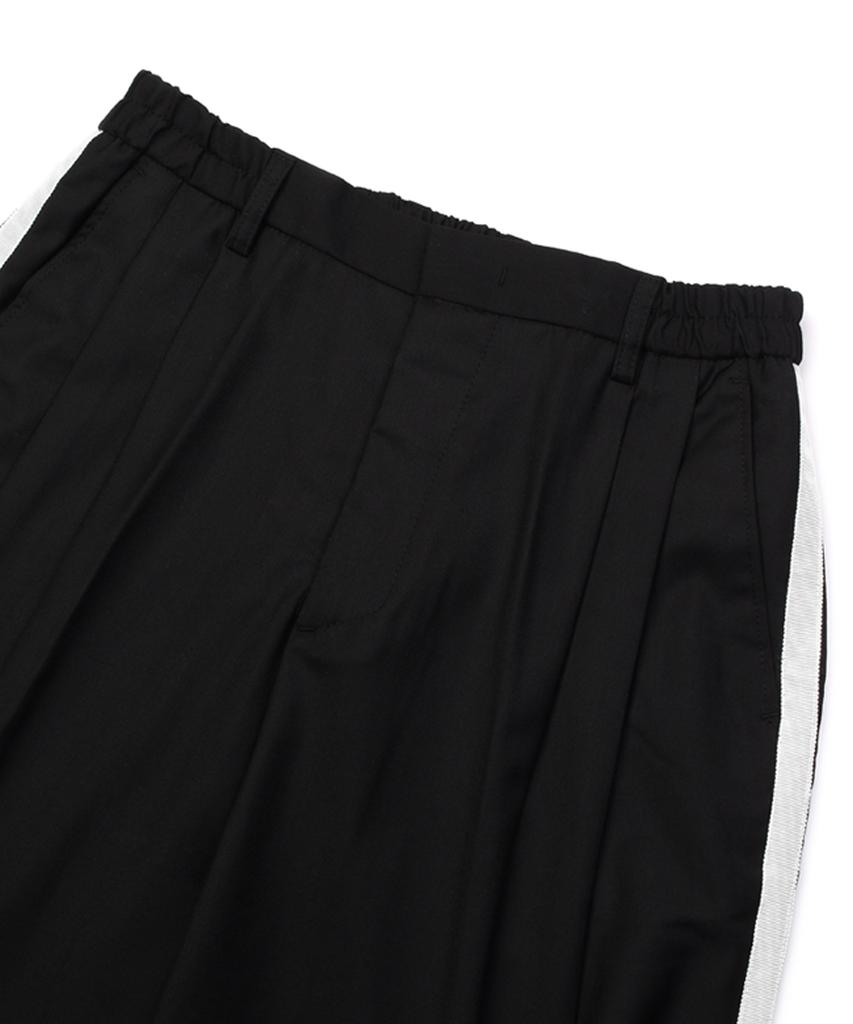 Ssioemi [Unisex] Satin-Trimmed Motorsport Trousers (Black)