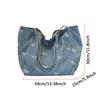 Stylish Blue Denim Bow Tote Bag – Versatile Shoulder Bag with White Stitched Bows, Perfect for Commuting, Travel, and Shopping, Hand Wash Only