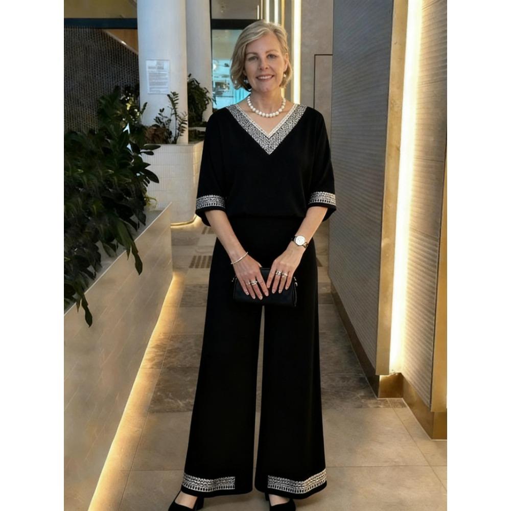 Big-size Loose Wide-leg Pants and Casual Chic Two-piece Women's Outfit