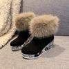 Fashion New winter comfortable sportswear and casual cotton boots for women, sponge wedge heels, thick-soled fleece ankle boots