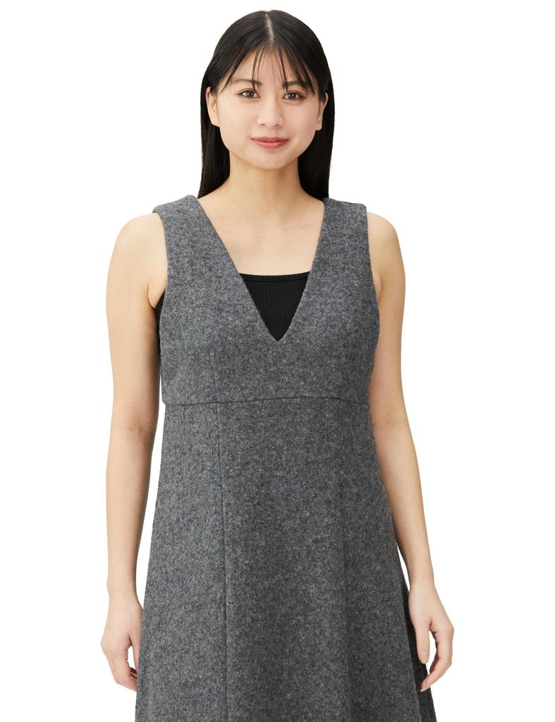 [Natural Beauty Basic] Woolly V-neck Flared Jumper Skirt Insert