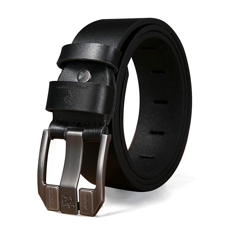 Men s Wide-Stitch Kangaroo Faux Leather Buckle Belt 110 cm чёрный