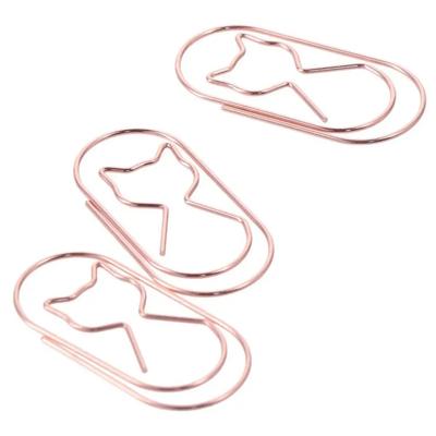 20PCS Rose Gold Paper Clips Durable Metal Large Binder File Clips Cat Shape Bookmark Made In Mainland China