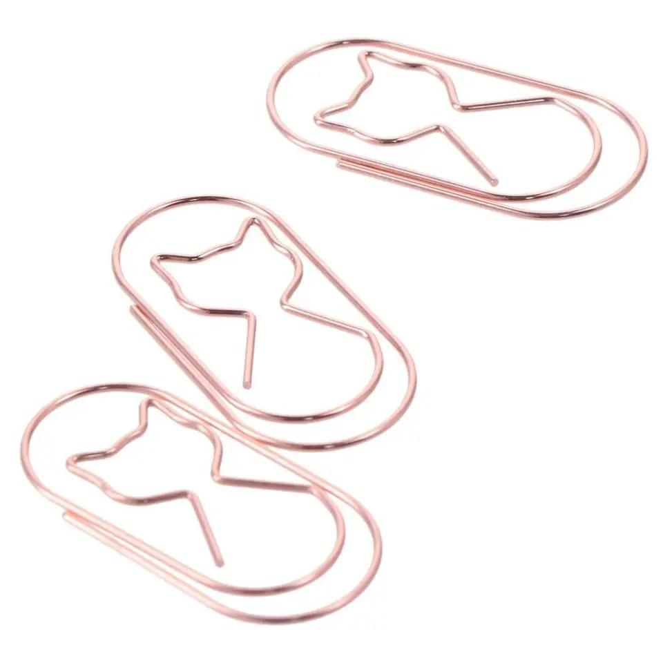 20PCS Rose Gold Paper Clips Durable Metal Large Binder File Clips Cat Shape Bookmark Made in Mainland China