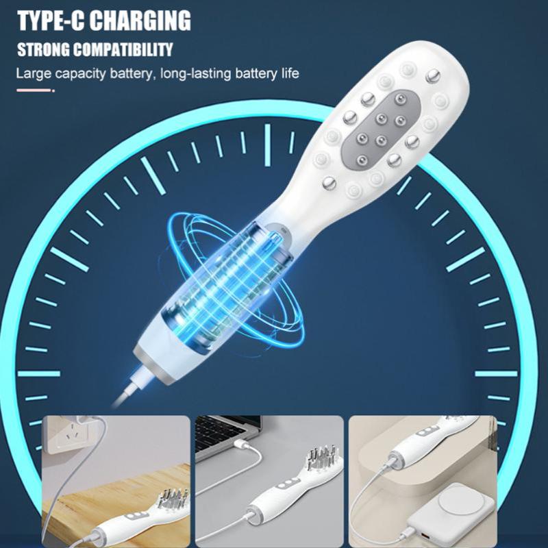 Electric Hair Massage Comb Anti Hair Loss Red Blue Purple Light High Frequency Scalp Care Tool for Home Daily Use