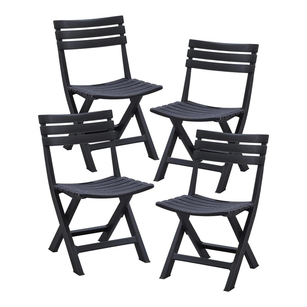 BOOSDEN Folding Garden Set of Folding Easy to Folding Outdoor Black Chairs, Chairs, 4, Plastic, Chairs, Use, Chairs, Chairs, Foldable, Dining,