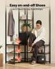 Corner Hall Tree with Shoe Bench, 1800 mm Coat Rack with Hooks and Steel Frame, Freestanding Clothes Shoes Rack Storage Organizer with Anti-Tip Set,