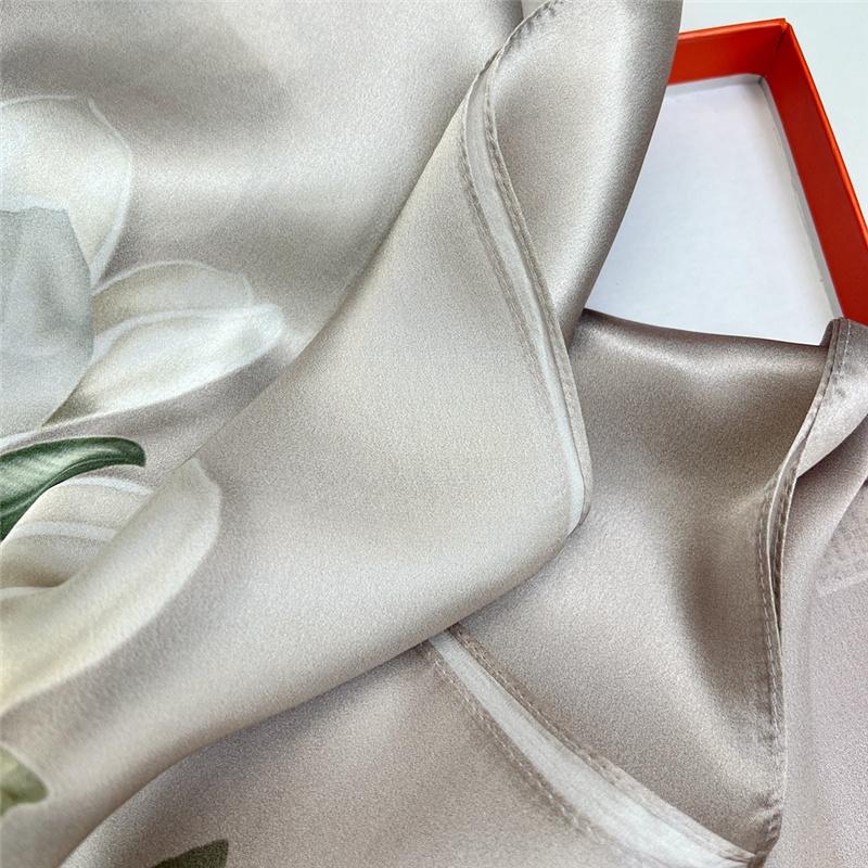 53*170cm High-grade 100% Mulberry Silk Scarf Lotus Luxury Shawl Neckerchief Gift Spring Autumn for Women