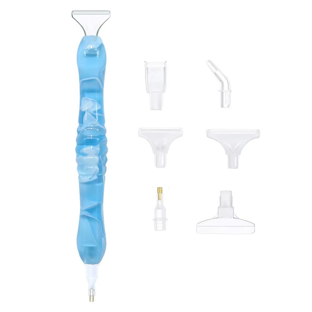 5D Resin Diamond Painting Pen with 6pcs Plastic Replacement Pen Heads Point Drill Pens DIY Art Crafts Diamond Painting
