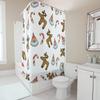TU Christmas Shower Curtain Festive Holiday Decor Waterproof Bathroom Fabric Backdrop Xmas Pattern Holiday Home Decoration Festi