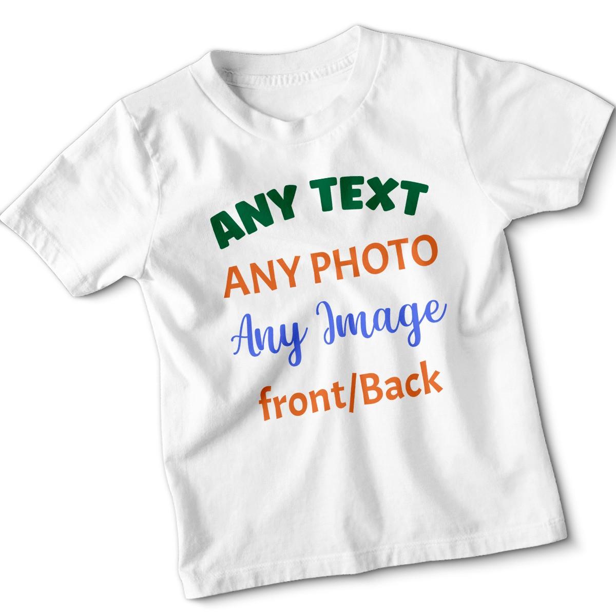 Custom Any Text Photo Image Kids T-Shirt Personalized Apparel Customization Tee 100