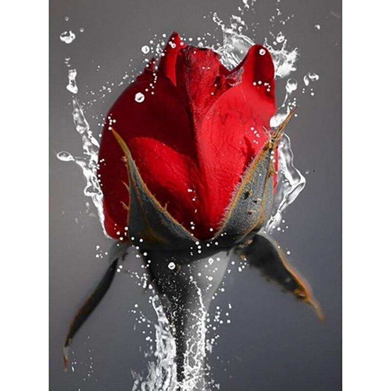 

DIY полная круглая алмазная живопись роза Алмазная вышивка черный, белый цвет мозаика распродажа картина горный хрусталь домашний декор подарок Full Round 20x30CM
