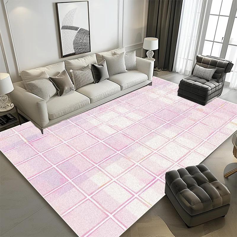 Modern Geometric Carpets for Living Room Grid Decoration Sofa Area Non-slip Washable Rugs Bedroom Cloakroom Entrance Door Mats