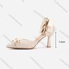 Fashion Comemore Spring Autumn New Bow Hollow High Heels Temperament Pearl Chain Pointed Toe Pumps for Women Dress Heeled Single Shoes