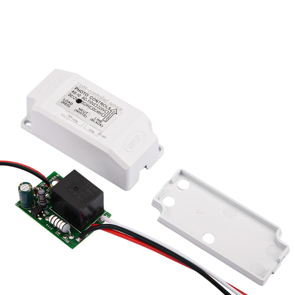 Mini Outdoor Light Control Photo Sensor Switch DC12V DC24V AC100-260V Automatic Photocell Switch Rainproof for Lamps