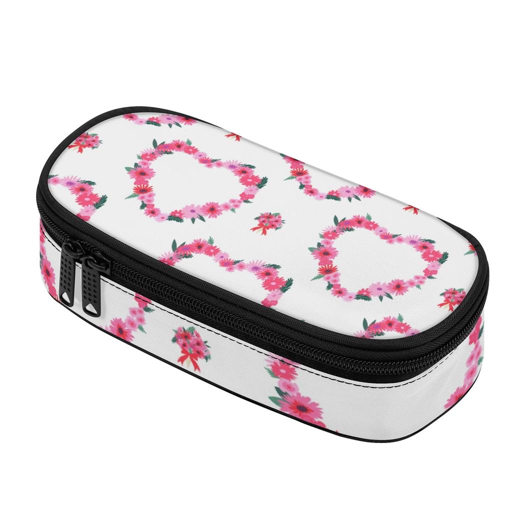 Pencil Case Printed 300D Polyester Zip Around Closure with Mesh Pocket Removable Divider and Pen Slots for School and Study