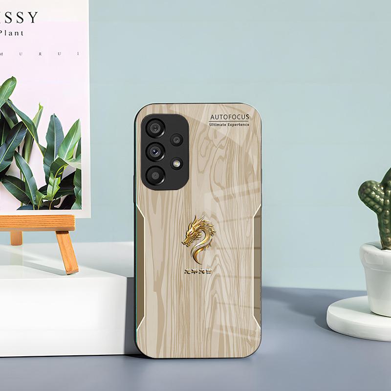 Année du Dragon Bonne Chance Samsung S8 S22 Verre Couverture Complète & Étui Anti-chute Style Chinois S8 S10