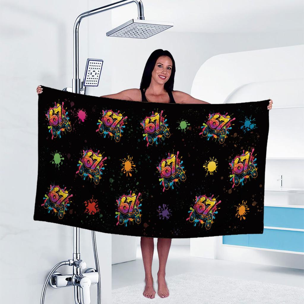 1pc 67 Element Printtowel Sports Quick-Drying Super Absorbent Camping Towel Super Soft Lightweight Gym Swimming Yoga Beach Towel
