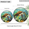 2D Flat Stained Glass Marine Themed Turtle Window Decoration, 7.87inches Colored Glass Plate with Chain, Charming Summer Sun Catcher Home Decor