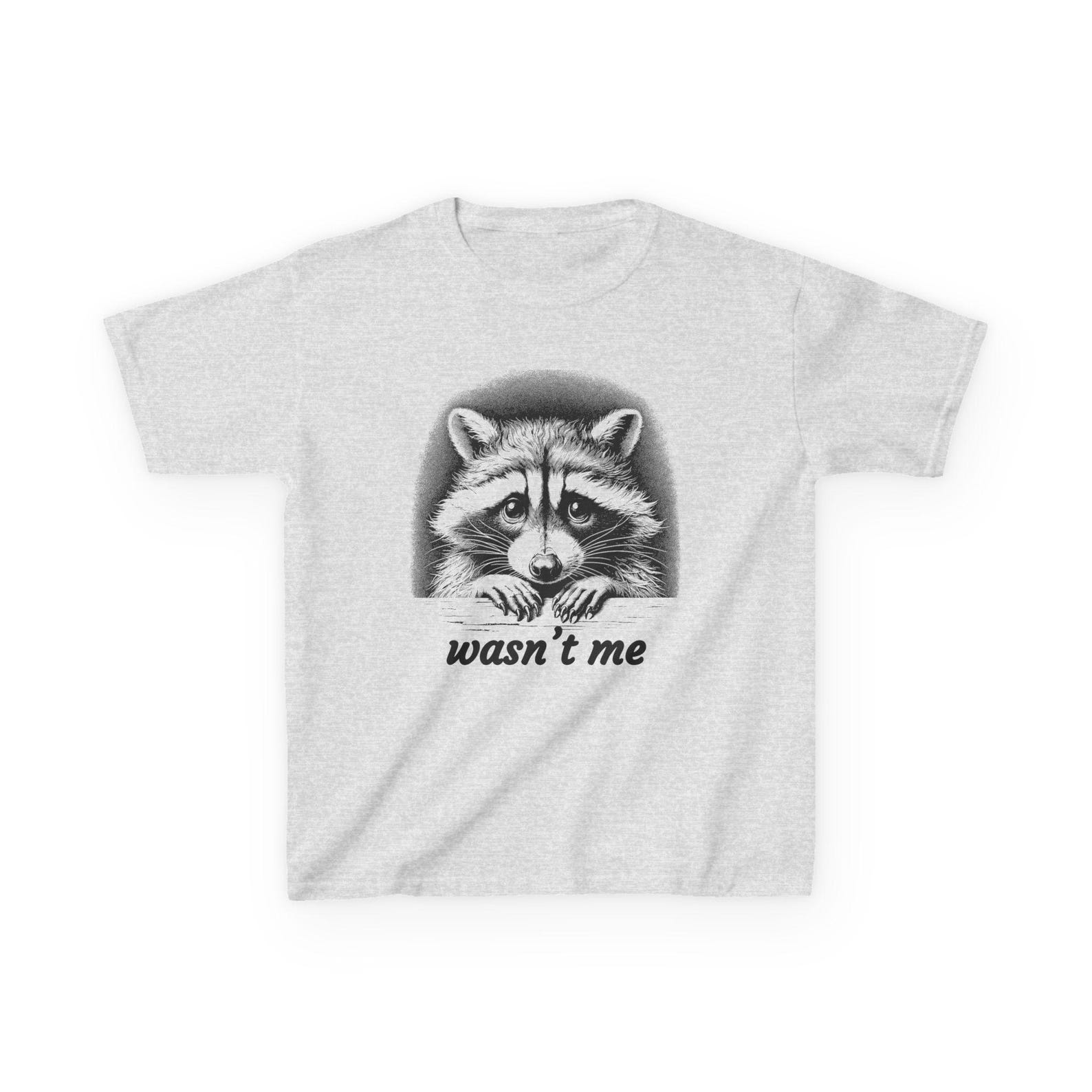 Kids Raccoon T-Shirt: Whimsical Wasn t Me Design M