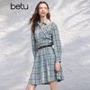 Betu Women's Vintage Plaid Cotton Shirtdress