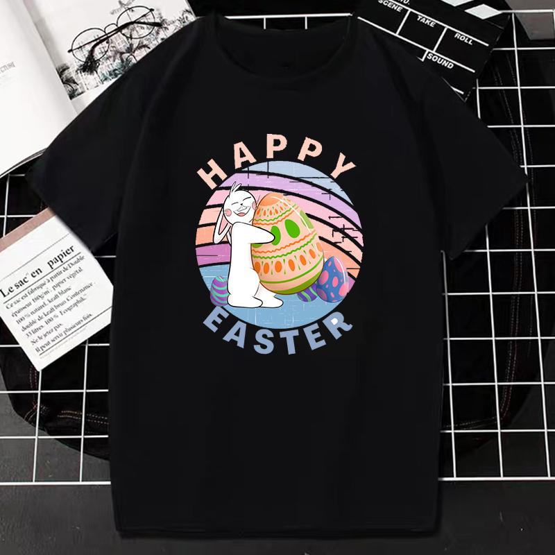 Easter T Shirt Kawaii Bunny Print Short-sleev Tops Fashion Casual Women Tee Easter Basekt Eggs Tees Oversized T-Shirt Ropa Mujer