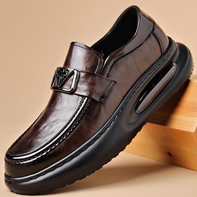 Rindsleder Freizeitschuhe Herren Slipper mit Luftpolster Atmungsaktiv Plateau Britische Business-Mode Vielseitige Trendschuhe
