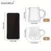 KEMORELA 1 Stück Retro Gestreiftes Glas Mini Kaffeetasse Spülmaschinenfest Milchkännchen Messbecher für Kaffeeextraktion