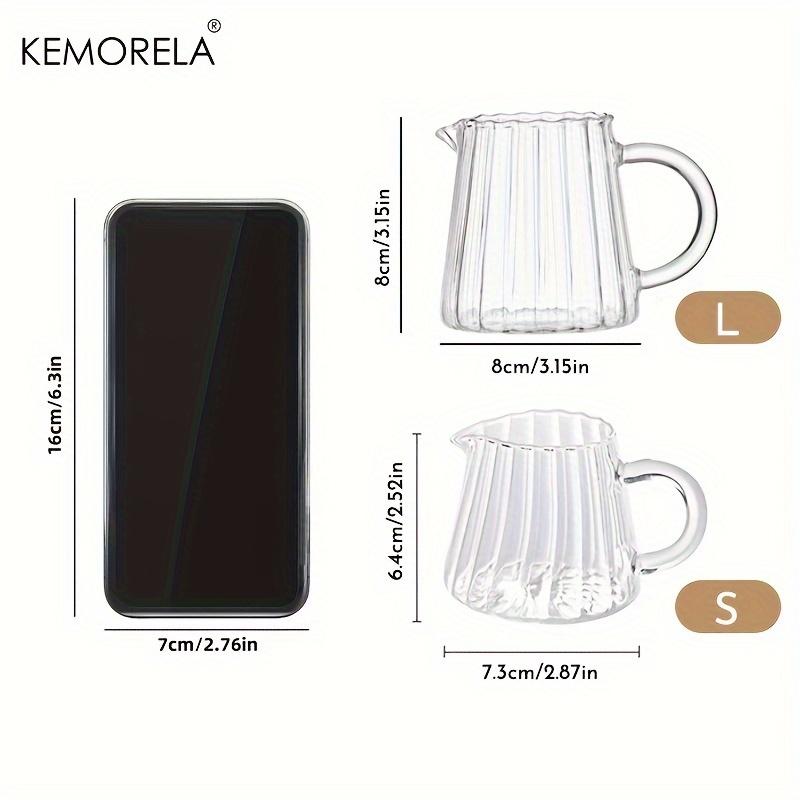 KEMORELA 1 Stück Retro Gestreiftes Glas Mini Kaffeetasse Spülmaschinenfest Milchkännchen Messbecher für Kaffeeextraktion