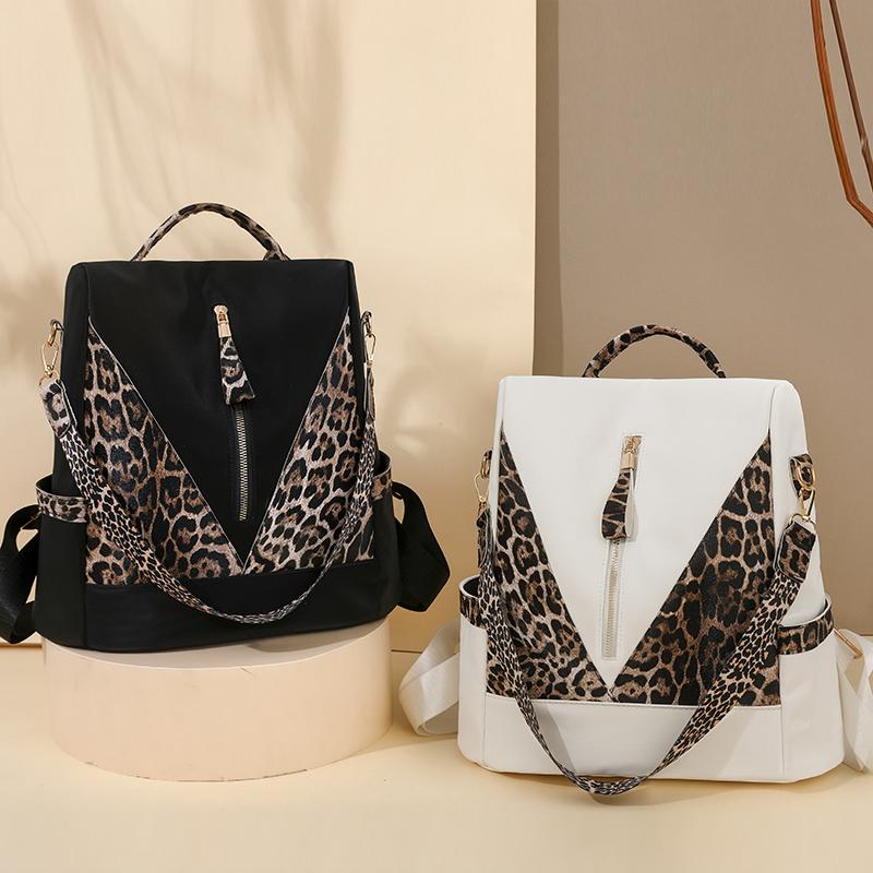 Rucksack mit Leopardenmuster und großem Fassungsvermögen für Damen, diebstahlsicherer Rucksack