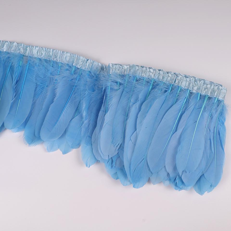 Bordures en Plumes d'Oie Ruban Franges 2 Yards/pièce Couture Artisanat Plume dans Robe Jupe Décoration Murale pour Vêtements de Fête
