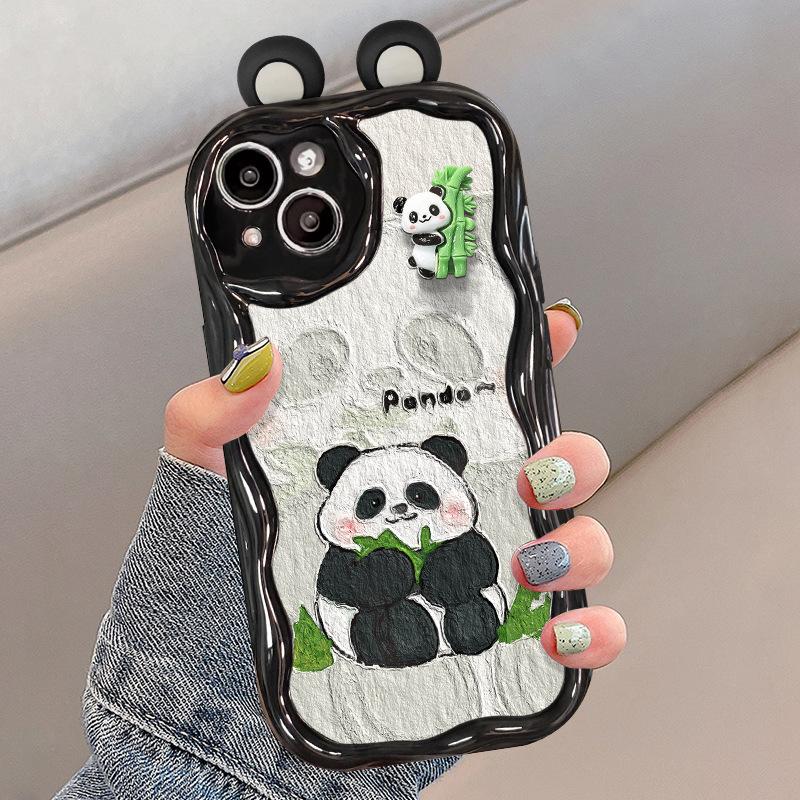 Použitelné pro pouzdro na mobilní telefon Apple 14promax IPhone 13 Roztomilá bambusová panda 12mini Silikonový měkký obal Odolný proti pádu