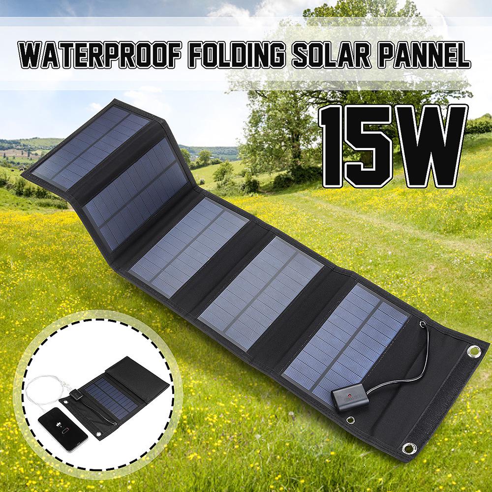 12W Foldable Solar Panel Charger with USB for Outdoor Camping