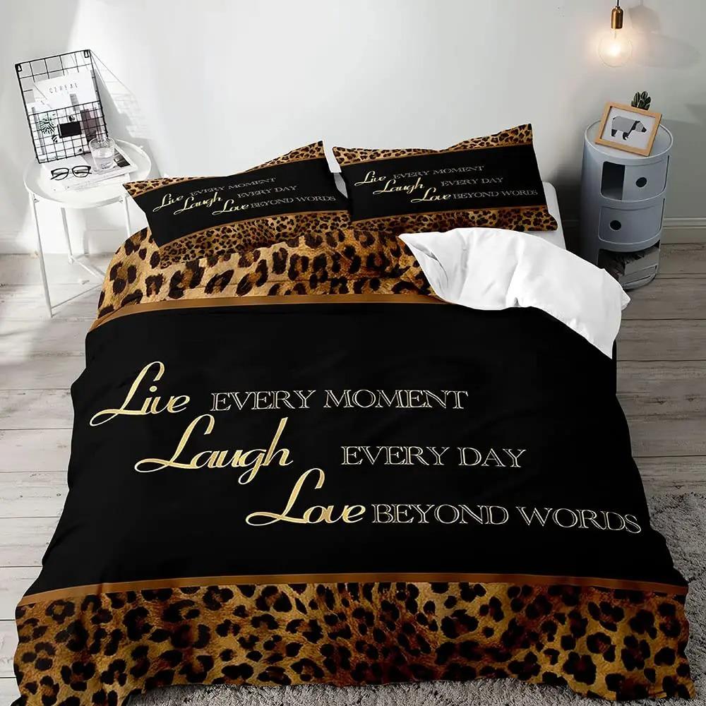 Luxury Leopard Duvet Cover Queen Bedding Sets, Black Comforter Quilt Cover, Cheetah Print Gifts for Men B