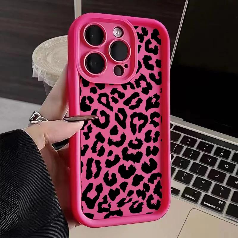 

Black Leopard Print Pattern Silicone Phone Case For iPhone 17 11 12 13 14 15 16 Pro Max 16E X XS XR 7 8 Plus 16 Shockproof Cover iPhone 16E