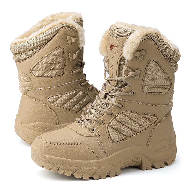 Outdoor Desert Boots Winter Hiking Shoes High-top Combat Training Boots Lightweight Velvet Hiking Boots