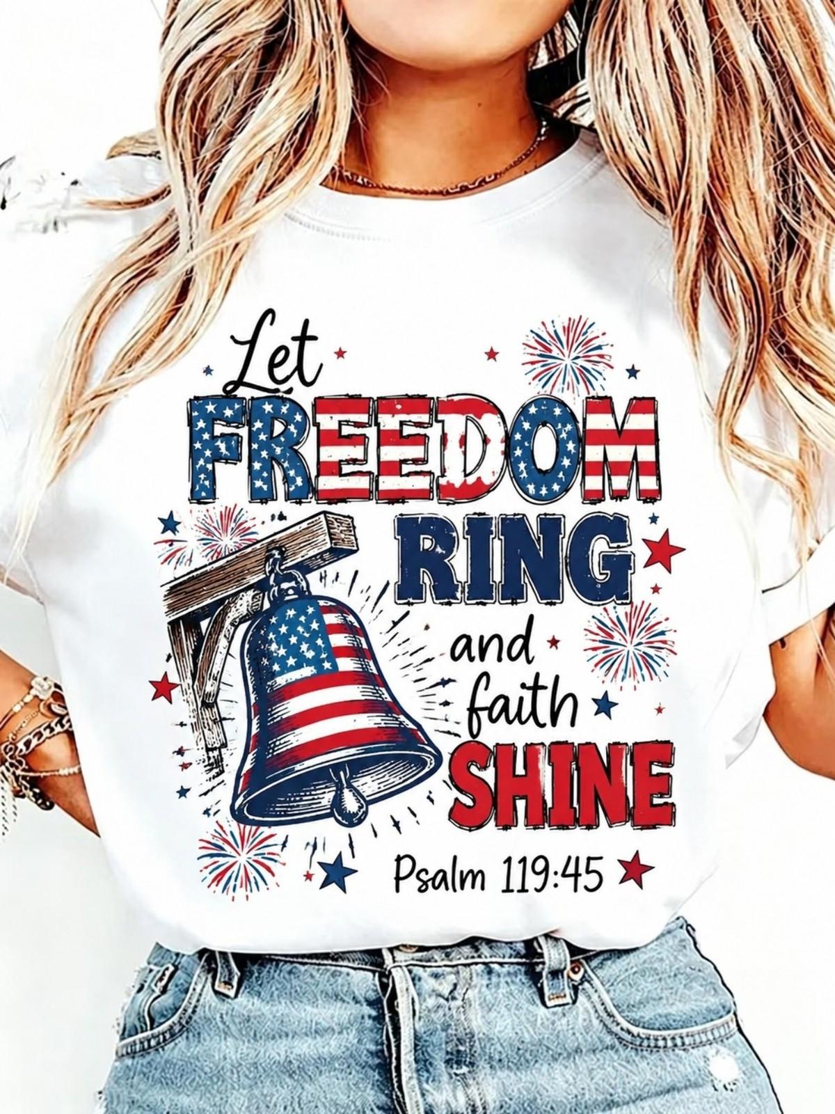 Liberty Bell, Let Freedom Ring Women S Casual Style Creative Print TShirt S