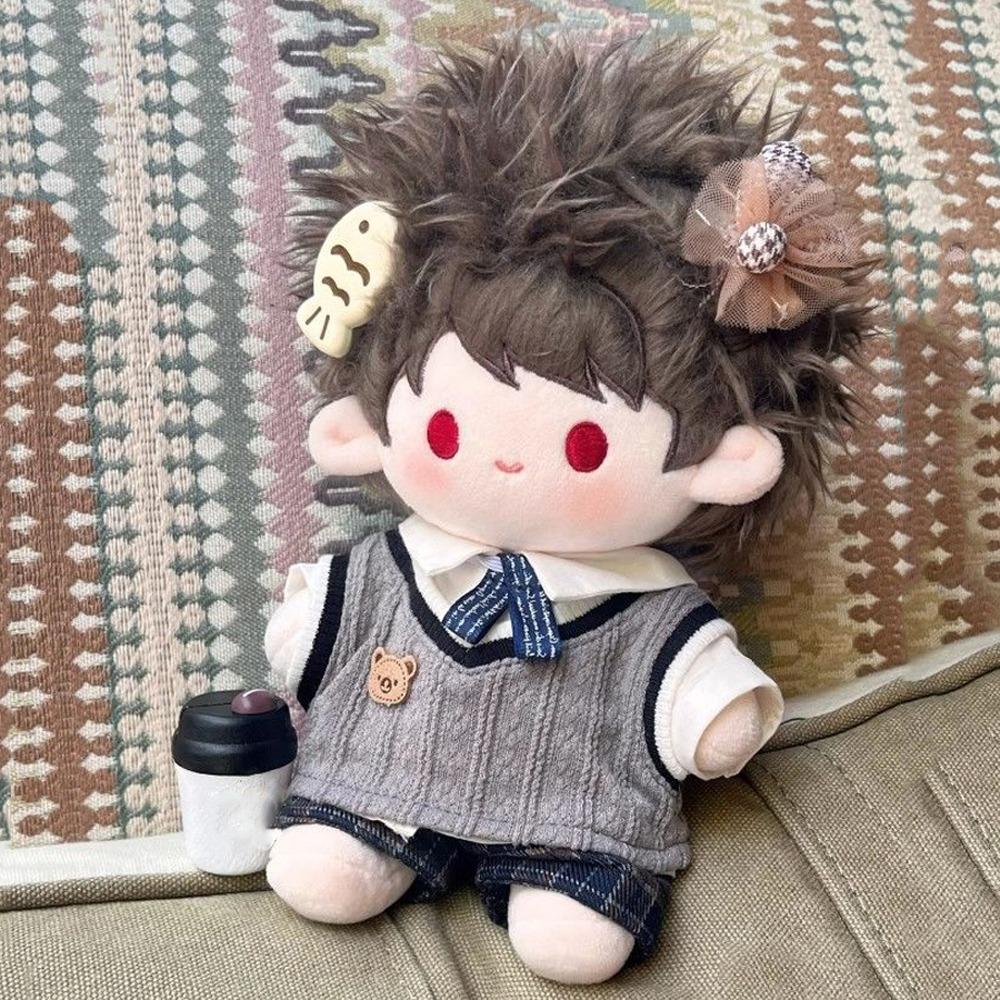 1 set Knitted Vest Cotton Doll's Clothes Plaid Shorts Plush Doll Clothes  Doll Accessories