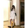 Korean fashion design sense niche navy collar splicing dress female students summer waist thin bud skirt