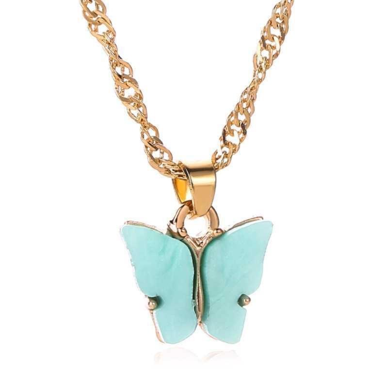 Delicate Sturdy Acrylic Butterfly Drop Necklace Holiday Gifts Additioin for Her Elegant Everyday Jewelry Pieces