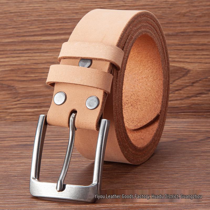 Men's Casual Genuine Leather Pin Buckle Belt - Pure Cowhide for Middle-aged and Young Adults