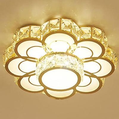 Modern Crystal Flower LED Ceiling Light - Decorative Lighting for Hallway, Corridor & Indoor Spaces