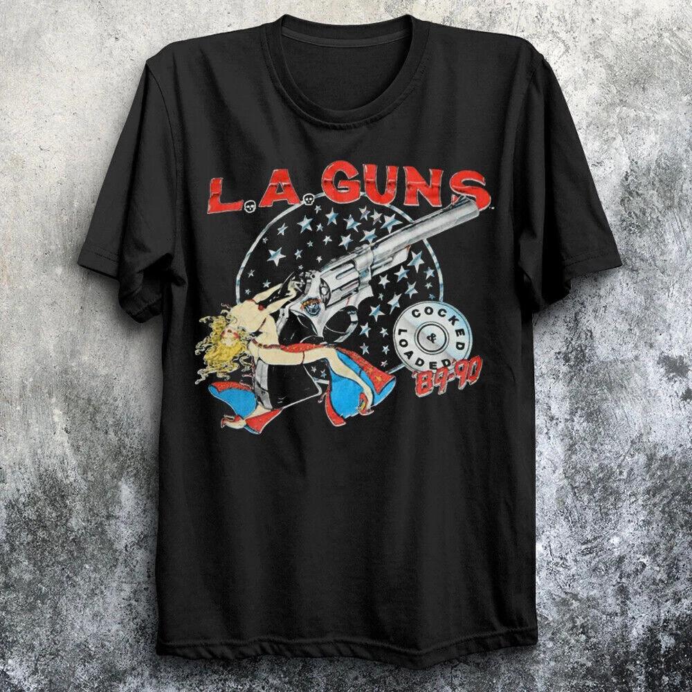 Hot LA GUNS 1989 Cocked & Loaded Tour Short Sleeve Men S-5XL Shirt 2XL