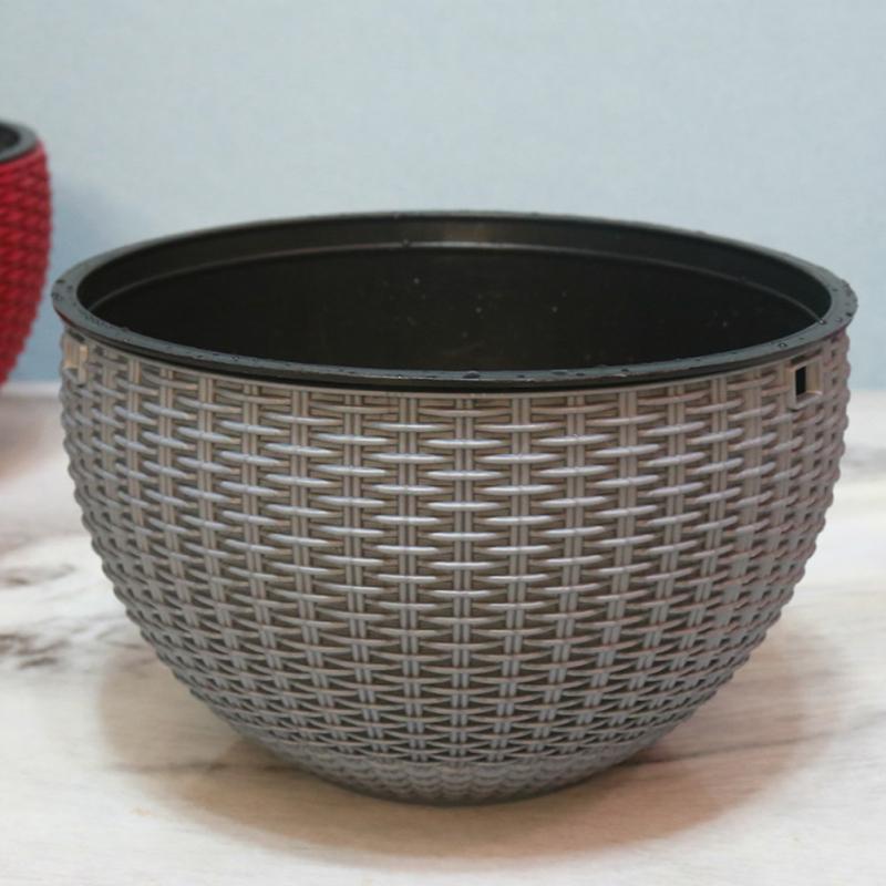 

Подвесная корзина Imiatino Vine Цветочный горшок Круглый садовый кашпо из смолы с треугольной цепью M серебряный