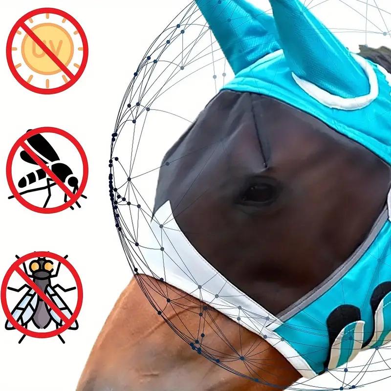 Breathable Mesh Horse Fly Mask with Ears - Mosquito-Proof and Comfortable.