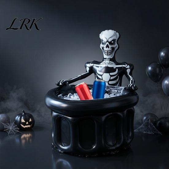 Snack And Candy Storage Bucket Inflatable Skull Ice Bucket, Halloween Party Drink Tub, Skeleton Waterproof Beer Cooler for Decor, Beverage Outdoor