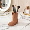 Artistic Carved Pen Stand Cowboy Boot Holder, Rustic Style 3D Printed Makeup Brush Storage Creative Stationery Holder Cup, Compact Size Ornament, for