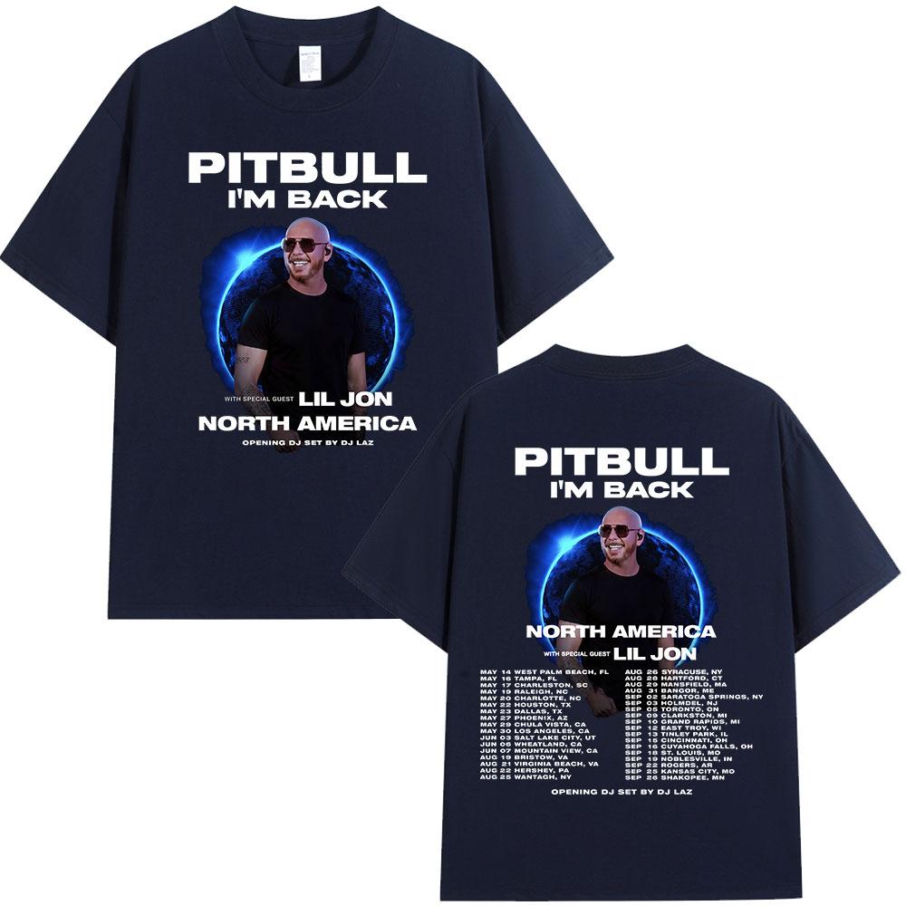 Rapper Pitbull Im Back Tour 2026 Merch Magliette Nord America Concerto Maglietta Regali per Fan Unisex Moda Donna Magliette Vintage Top