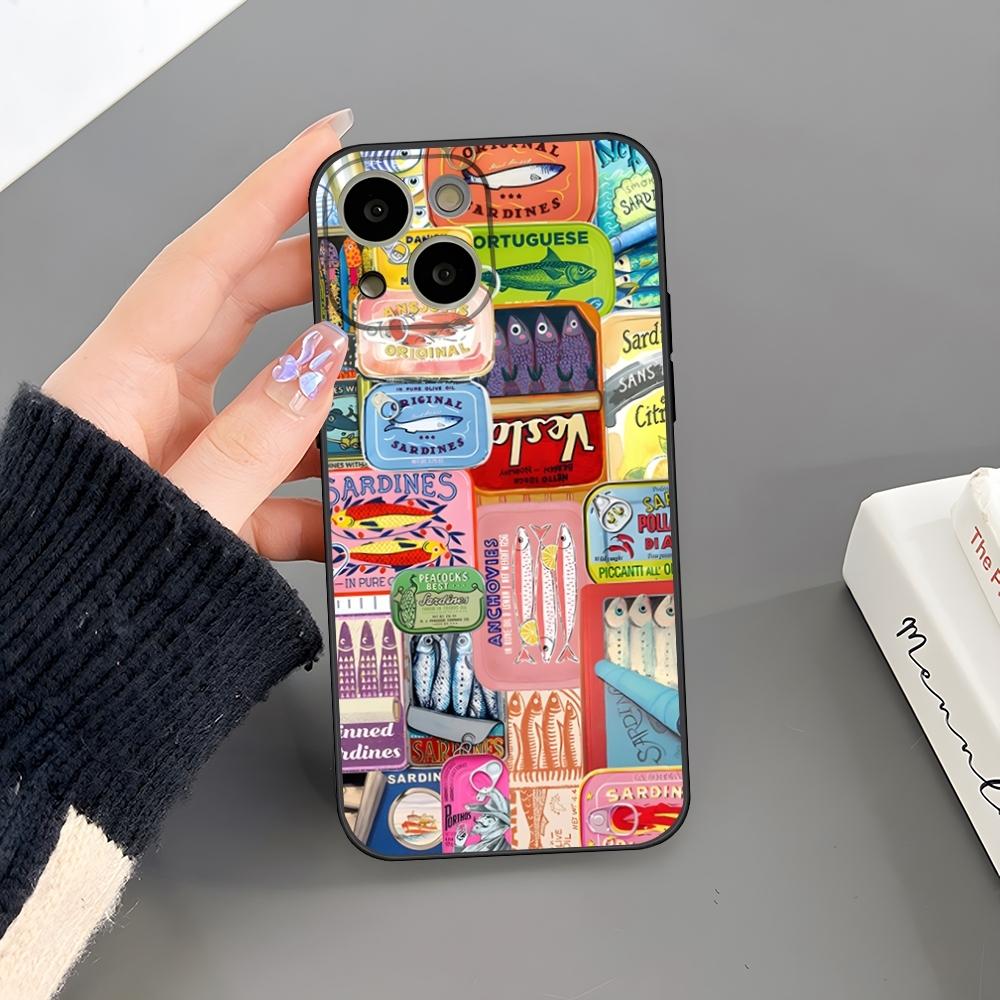 

Sardines Canned Fish Phone Case For Iphone 16 Plus 15 14 Pro Max 13 Mini 11 12 Xr X Xs 6 7 8 SE Plus Back Cover iPhone16Promax